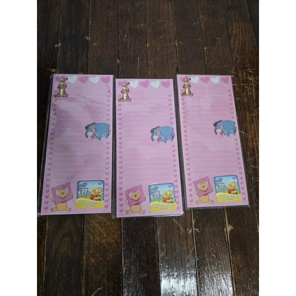 NWT Disney Winnie The Pooh Magnetic Note Pads Pink Set of 3